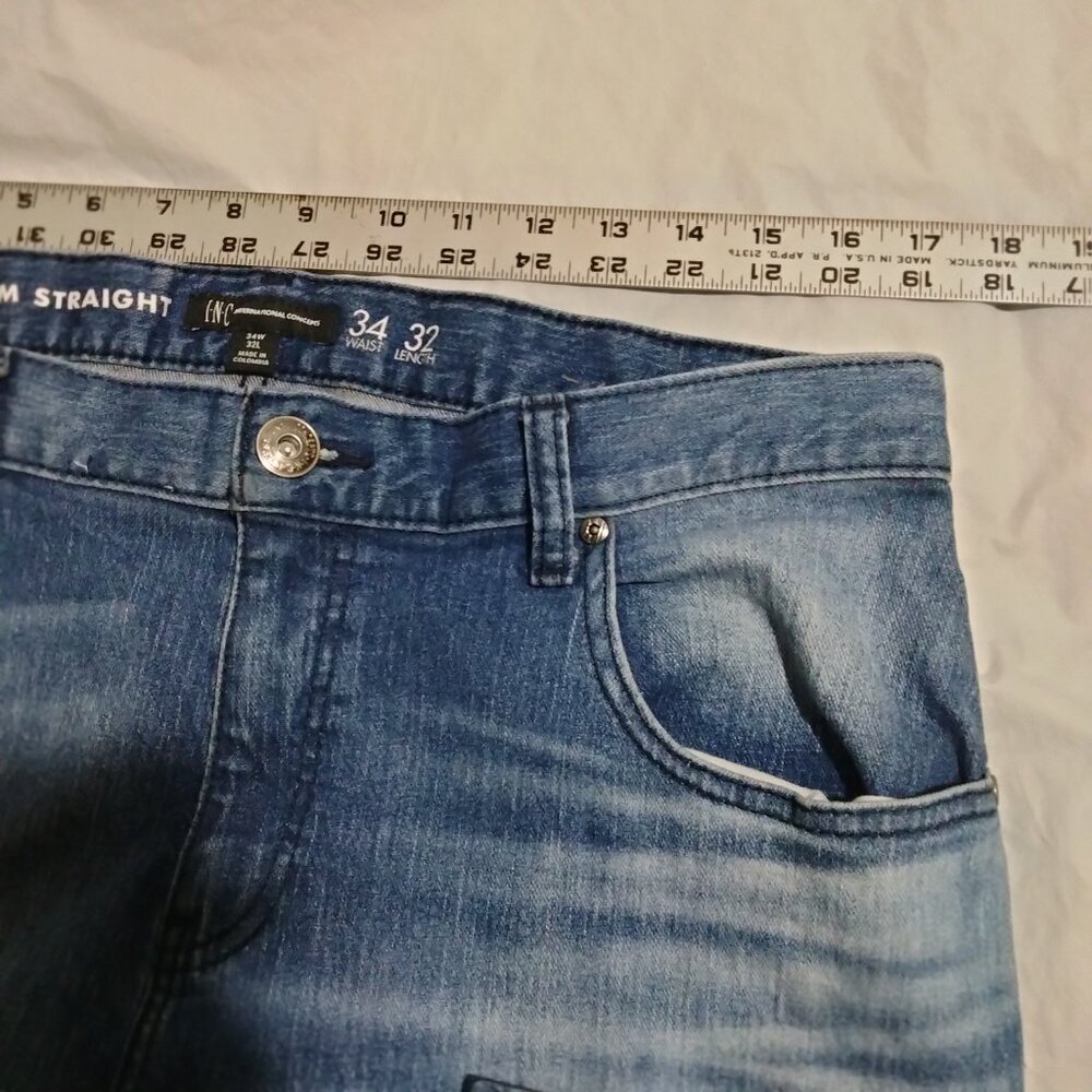 INC international concepts Slim Straight Denim Jeans Men’s 34x32(34x31) Blue - Picture 3 of 7